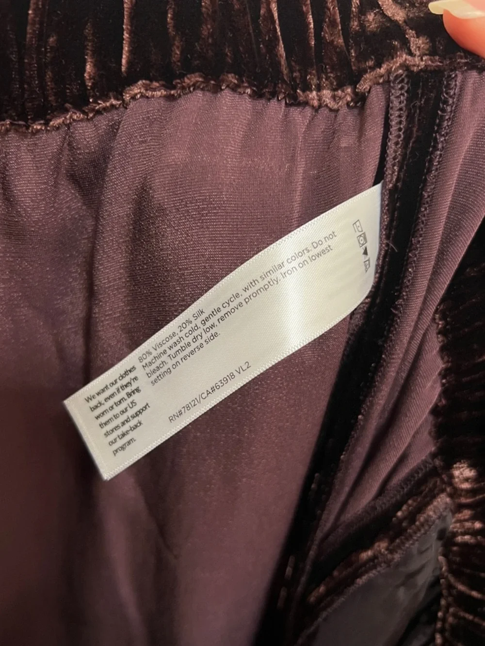 Eileen Fisher Velvet Wide Leg Pants XL Brown - Picture 4 of 6